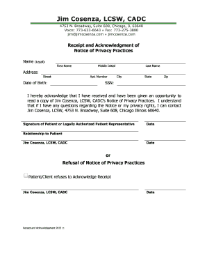 Receipt and Acknowledgment of Notice of Privacy Practices