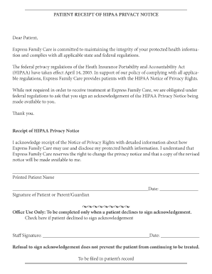 Patient Receipt of HIPAA Privacy Notice