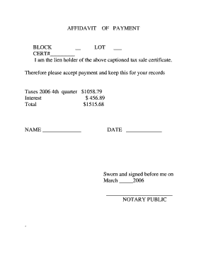 Affidavit of Payment