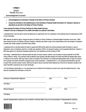 HIPAA Privacy Practices Consent Form