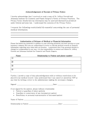 Acknowledgement of Receipt of Privacy Notice