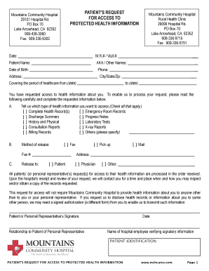 Patient’s Request for Access to Protected Health Information
