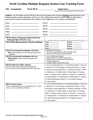 North Carolina Multiple Response System Case Tracking Form