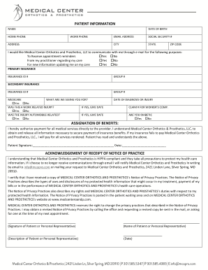Patient Information and Authorization Form