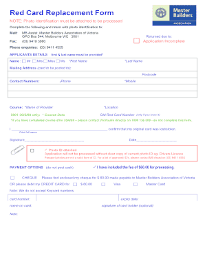 Red Card Replacement Form