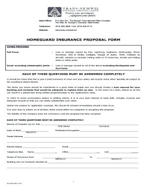 Homeguard Insurance Proposal Form