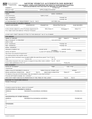 Motor Vehicle Accident Loss Report