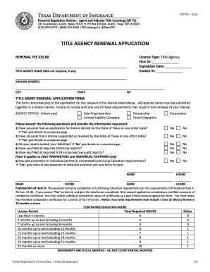 Texas Title Agency Renewal Application