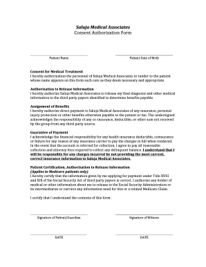 Saluja Medical Associates Consent Authorization Form