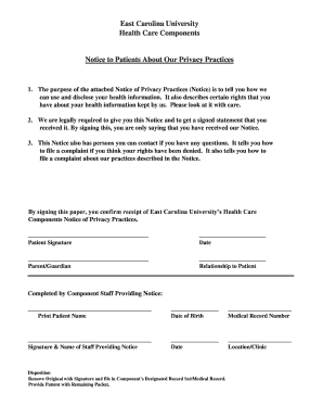 East Carolina University Health Care Privacy Notice