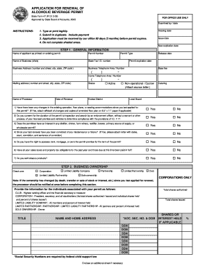 Alcoholic Beverage Permit Renewal Application