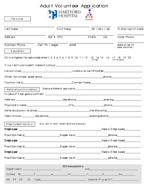 Adult Volunteer Application Form