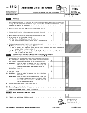 Form 8812 Additional Child Tax Credit