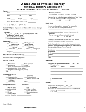 Physical Therapy Assessment Form