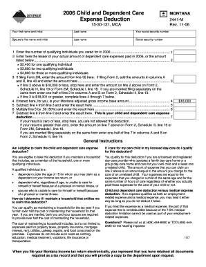Montana Child and Dependent Care Expense Deduction Form
