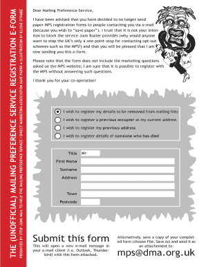Mailing Preference Service Registration E-Form