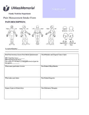 Pain Management Intake Form