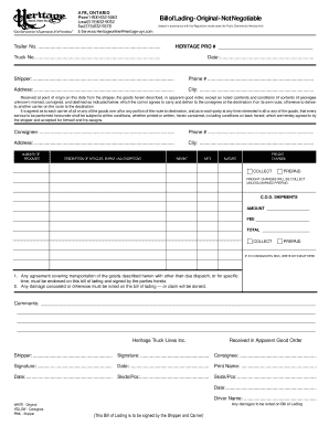 Bill of Lading Template
