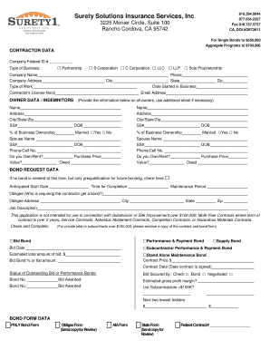 Contractor Bond Application Form