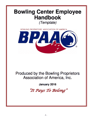 Bowling Center Employee Handbook - The Bowling Proprietors