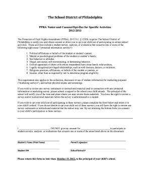 PPRA Notice and Consent Form