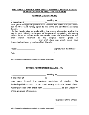 Non-Technical Staff Pay Scale Undertaking Form