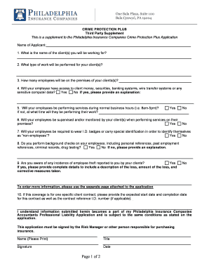 Crime Protection Plus Application Supplement