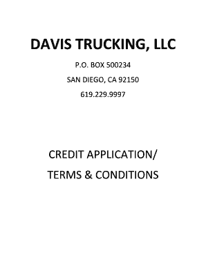 Davis Trucking Credit Application and Terms