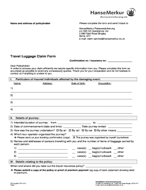 Travel Luggage Claim Form