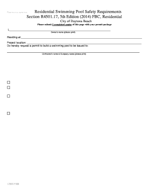 Residential Swimming Pool Safety Permit Application