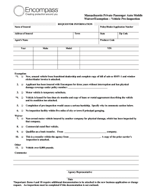 Massachusetts Auto Inspection Waiver/Exemption Form