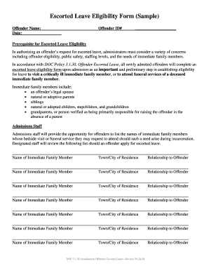 Escorted Leave Eligibility Form
