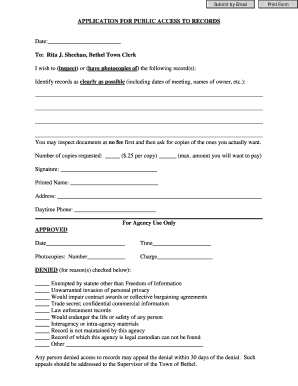 Application for Public Access to Records