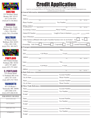 Credit Account Application Form