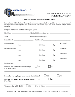 Driver Application Form