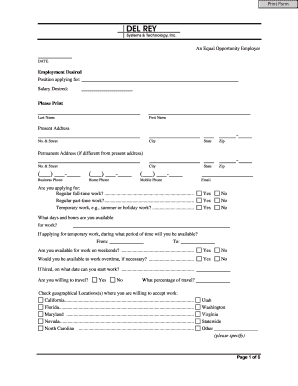 Employment Application Form