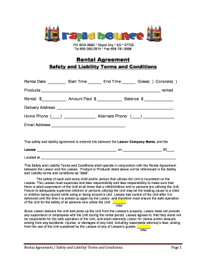 Rental Agreement with Safety and Liability Terms