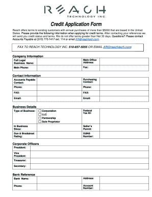 Credit Application Form