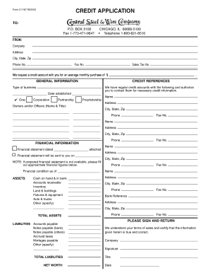 Credit Application Form C-1167