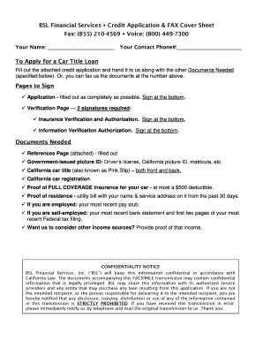 California Car Title Loan Application