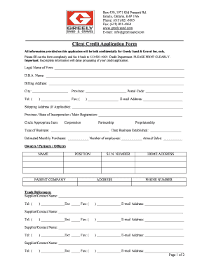 Subcontractor pre qualification questionnaire template word - Greely's Client Credit Application Form.doc