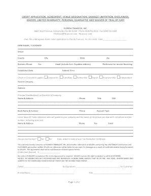 Florida Transcor Credit Application
