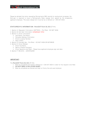 Pennsylvania DMV Driver Information Release Form