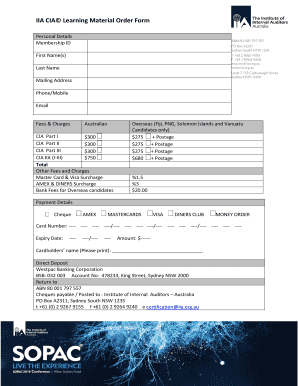 IIA CIA Learning Material Order Form