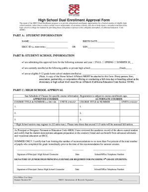 High School Dual Enrollment Approval Form