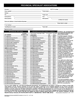 BCTF Member Inductee PSA Membership Form