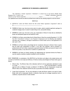 Addendum to Broker Agreement