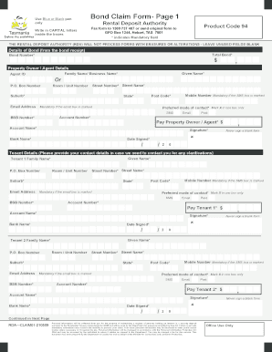 Rental Deposit Authority Bond Claim Form