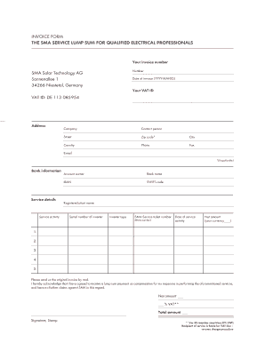 SMA Service Invoice Form