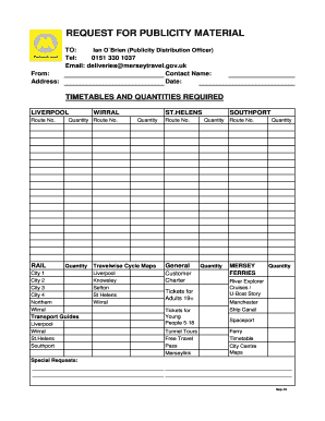 Request for Publicity Material